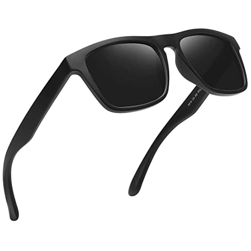 MEETSUN Polarized Sunglasses For Men Women UV Protection Square Frame Sport Fishing Driving Sunglasses (Black Frame-Gray Lens, 56)