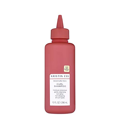 Kristin Ess Hair Moisture Rich Curl Shampoo for Curly + Wavy Hair, Curly Hair Product for All Curls 2A-4C, Lightly Clarifying + Anti Frizz - Sulfate, Paraben + Silicone Free, 10 fl. oz.