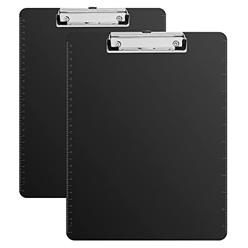 Amazon Basics Plastic Clipboards, Low Profile Clip, Clipboard for Classrooms, Office, Restaurants, Doctor Offices, 2-Pack, Black