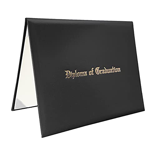 Tnghui Diploma Cover 8.5”x11” Imprinted “Diploma of Graduation” Rich in Color Leatherette Padded Certificate Covers Black