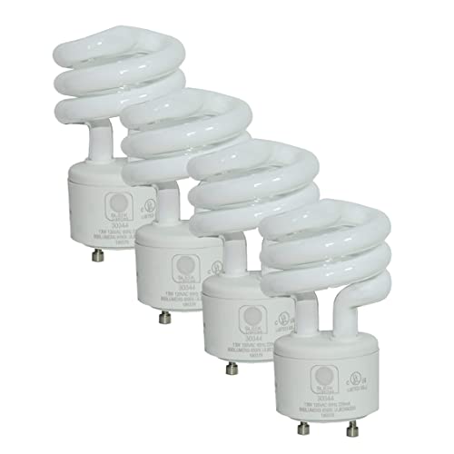 SLEEKLIGHTING - 13Watt GU24 Base 2 Prong Light Bulbs- UL approved-120v 60Hz Light Bulb- Mini Twist Lock Spiral -Self Ballasted CFL Two Pin Fluorescent Bulbs- 5000K Daylight 4pack