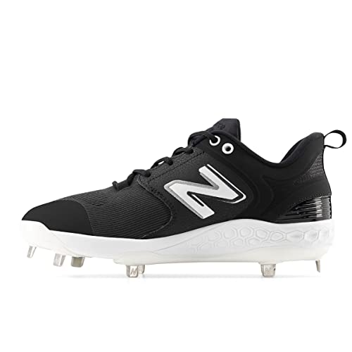 New Balance Men's Fresh Foam X 3000 V6 Metal Baseball Shoe, Black/White, 10.5