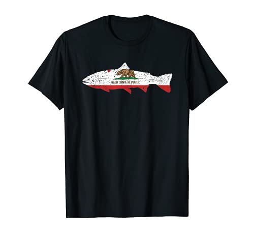 State of California Flag Vintage Trout Fishing Shirt CA