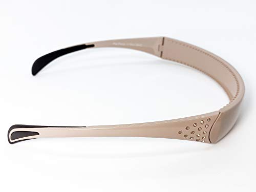 SqHair Hinged Headband fits like sunglasses providing lift and style without giving you a headache Band (Taupe-Crystals)