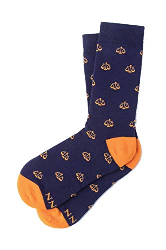 Women's Navy Blue Legal Scales of Justice Lawyer Law Crew Dress Socks
