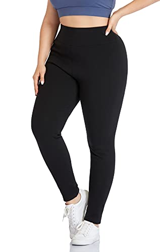 ZERDOCEAN Women's Plus Size High Waist Fleece Lined Leggings Winter Thermal Workout Pants Black 4X