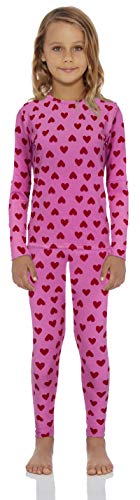 Rocky Thermal Underwear For Girls (Long Johns Thermals Set) Shirt & Pants, Base Layer w/Leggings/Bottoms Ski/Extreme Cold (Heart - Medium)