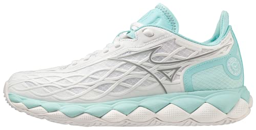 Mizuno Women's Enforce Tour Tennis Shoe, White Turquoise, 8.5