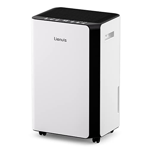 Lienuis 45 Pints Dehumidifier for Basements Home Large Room, 3500 Sq. Ft Dehumidifiers with Drain Hose, Intelligent Humidity Control, Auto or Manual Drainage, 3 Working Modes, 24H Timer, Child Lock