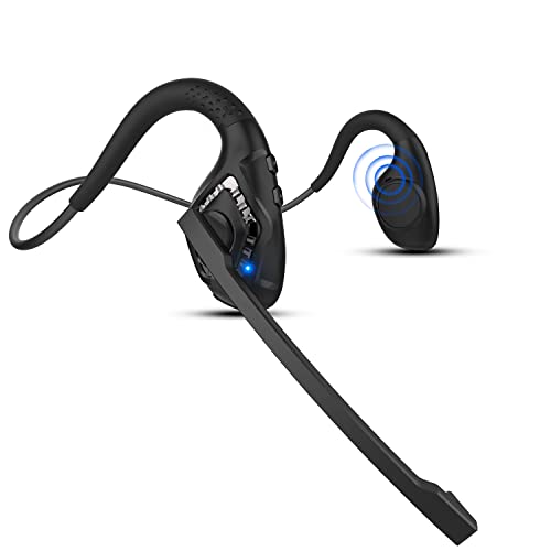 iDIGMALL Latest Bluetooth 5.3 Headset w/ CVC8.0 Noise Cancel Mic Boom, Open-Ear Air Conduction Wireless Stereo Headphones, All Day Comfortable Fit for Office Riding Driving Running Student Learning…