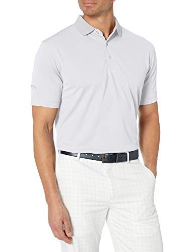 Callaway Men's Golf Short Sleeve Solid Ottoman Polo Shirt, White, Medium