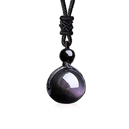 Alaigra Black Obsidian Necklace Obsidian Pendant Obsidian Necklace for Woman Rainbow Obsidian Stone Black Obsidian Pendant