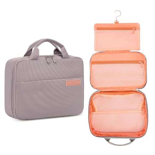 BACK KTCL Toiletry Bag Travel for Women with Hanging Hook, Non-slip TPU Material Portable Waterproof Cosmetic Case, Travel Organiser for Toiletries, Accessories, Full Size Container, Shampoo