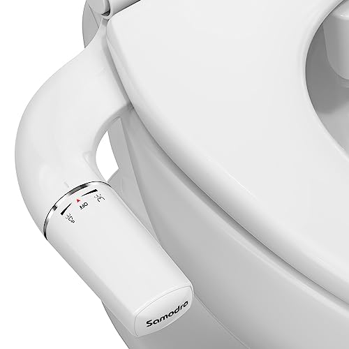SAMODRA Ultra-Slim Bidet Attachment for Toilet - Dual Nozzle (Frontal & Rear Wash) Hygienic Bidets for Existing Toilets - Adjustable Water Pressure Fresh Water Toilet Bidet - Easy to Install