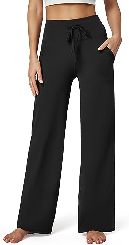 IUGA Wide Leg Yoga Pants for Women Sweatpants with Pockets Yoga Pants Flare Lounge Pants Loose High Waist Comfy Workout Dance