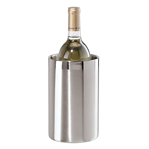 OGGI Stainless Steel Double Wall Wine Cooler - Insulated Tabletop Wine Chiller for White Wine & Champagne, Fits Most Standard Sized Bottles