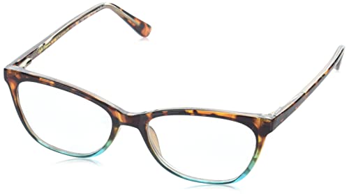 Sofia Vergara x Foster Grant Women's Teresa Reading Glasses Cat-Eye, Tortoise and Crystal Turquoise, 52 mm + 2.5