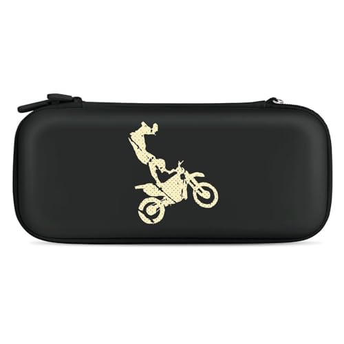 Motorbike Got Dirt Bike Carrying Case Compatible with Switch Wristlet Portable Travel Bag Holds 15 Game Cartridges