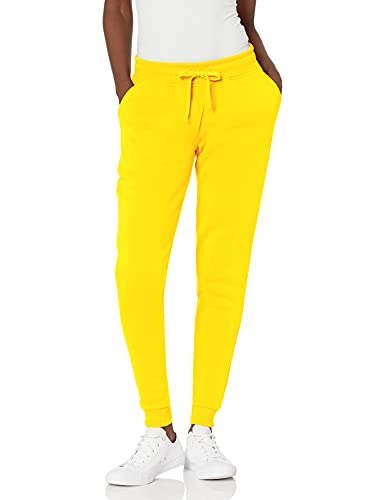 Southpole Women's Fleece Basic Jogger, Cyber Yellow, Medium