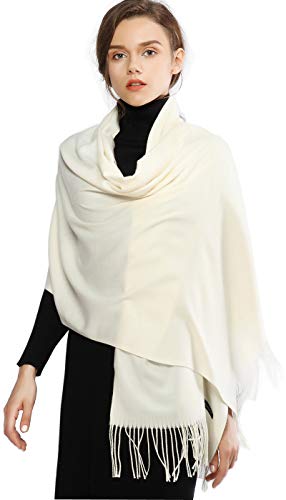 RIIQIICHY Scarfs for Women Winter Ivory Pashmina Shawls and Wraps for Evening Dresses Warm Large Scarves Wedding Shawl