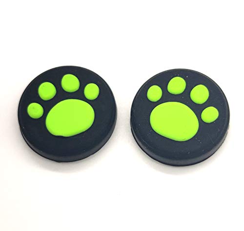 2 x Silicone Analog Controller Thumb Stick Joystick Grips Cap for Nintendo Switch NS/Switch Lite Controller Joy-Con ThumbStick Cute Cat Paw Claw (Green)