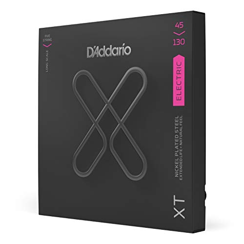 D'Addario XT Coated Bass Strings - Electric Bass Guitar Strings - 5-String, Long Scale, 45-130