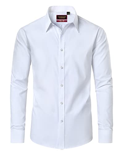 Lion Nardo White Dress Shirts for Men Men's White Dress Shirt Long Sleeve White Button Down Shirt Men Button Up Shirts