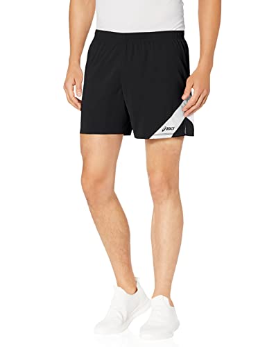 ASICS Men's Break Through Performance Short, Black/White, Large