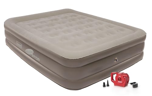 Coleman SupportRest Double-High 18' Queen Air Mattress | Indoor and Outdoor Raised Airbed with 120V Rechargeable Air Pump | Blow Up Air Mattress for Camping