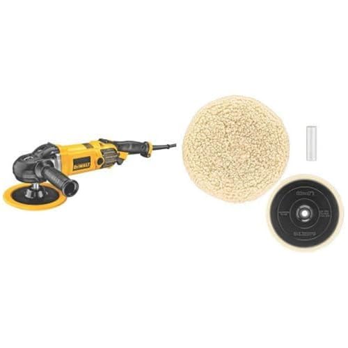 DEWALT DWP849X 7-Inch/9-Inch Variable Speed Polisher with Soft Start w/ DW4985CL Wool Buffing Pad and Backing Pad Kit, 7-Inch