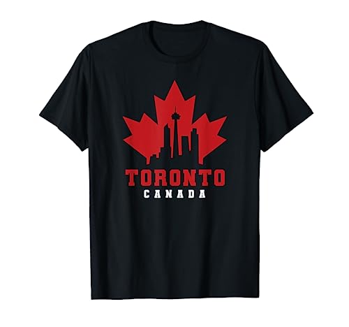 Toronto Skyline silhouette Canada Maple Leaf T-Shirt