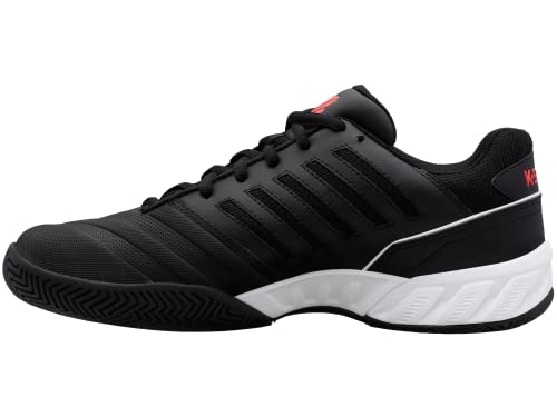 K-Swiss Men's Bigshot Light 4 Tennis Shoe, Black/White/Poppy Red, 12 M