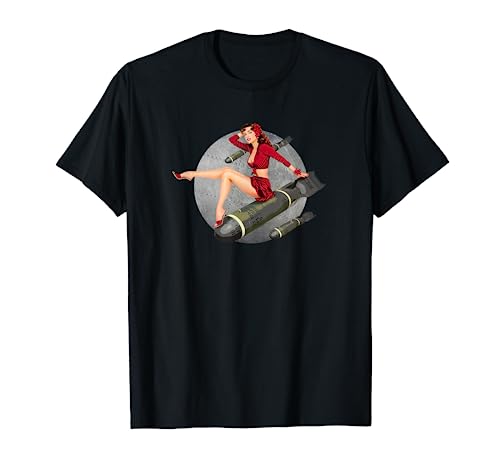 Pin-up Girl Bombs Away WW2 Poster Retro T-Shirt
