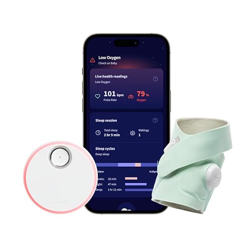 Owlet Dream Sock - FDA-Cleared Smart Baby Monitor - Track Live Pulse (Heart) Rate, Oxygen in Infants - Receive Notifications - Mint