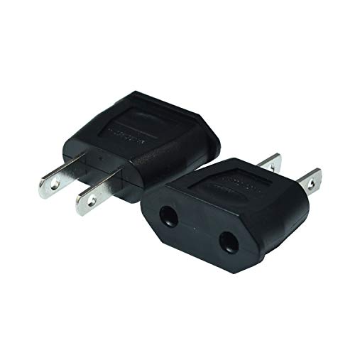 Socket Plug Adapter Europe EU Euro to US Travel Charger AC Power Converter 2PCS(Black)