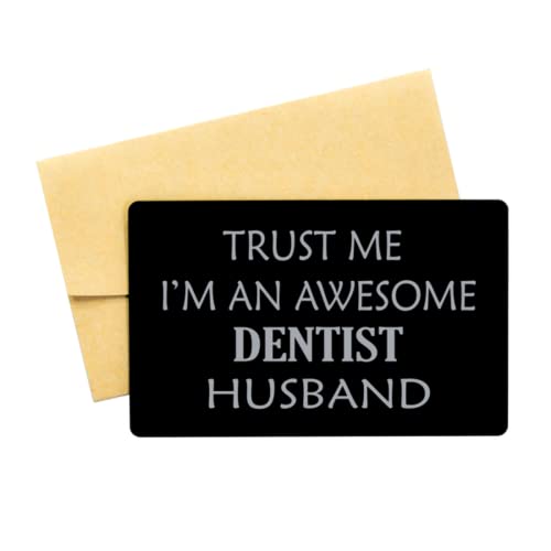 Dentist Wallet Card Gifts for Dentist Trust Me I'm an Awesome Husband Black Aluminum Card Gifts Romantic Anniversary Husband Birthday Funny Wallet Card,au7396