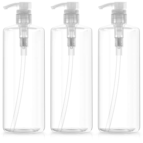 Empty Shampoo Pump Bottles, 32oz(1Liter), BPA-FREE, Plastic (PETE1) Cylinder, Pack of 3