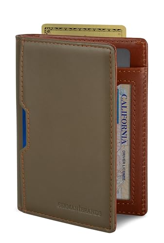 SERMAN BRANDS - Wallets for Men Slim Mens leather RFID Blocking Minimalist Card Front Pocket Bifold Travel Thin (Army Green 5.0)