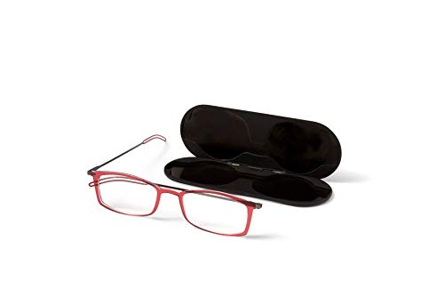ThinOptics Unisex Adult Glasses Reading, Regular Case / Rectangle Red, 1.50 US