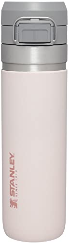 Stanley Quick Flip GO Water Bottle 24 OZ | Push Button Lid | Leakproof & Packable for Travel & Sports | Insulated Stainless Steel | BPA-Free | Rose Quartz