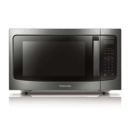 TOSHIBA ML-EM45PIT(BS) Countertop Microwave Oven with Inverter Technology, Kitchen Essentials, Smart Sensor, Auto Defrost, 1.6 Cu.ft, 13.6' Removable Turntable, 33lb.&1250W, Black Stainless Steel