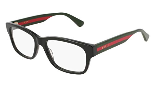 Gucci Rectangular Eyeglasses GG0343O 007 Black/Green/Red 57mm 0343