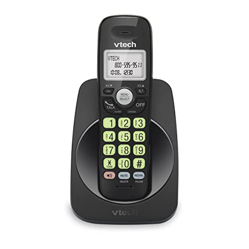[New] VTech VG131-11 DECT 6.0 Cordless Phone - Bluetooth Connection, Blue-White Display, Big Buttons, Full Duplex, Caller ID, Easy Wall Mount, 1000ft Range (Black)