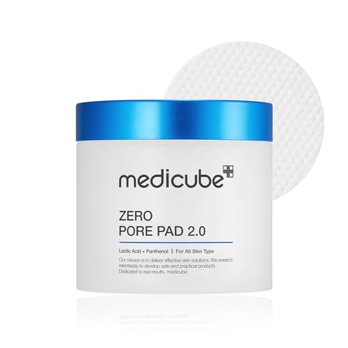 Medicube Zero Pore Pads 2.0 - Dual-Textured Facial Toner Pads for Exfoliation and Minimizing Pores with 4.5% AHA Lactic Acid & 0.45% BHA Salicylic Acid - Ideal for All Skin Types - Korean Skin Care