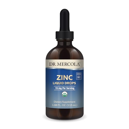 Dr. Mercola Organic Zinc Liquid Drops, 15 mg per Serving, 3.88 fl oz (115 ml), About 28 Servings, Dietary Supplement, Supports Immune and Organ Health, Non GMO, USDA Organic, NSF Certified