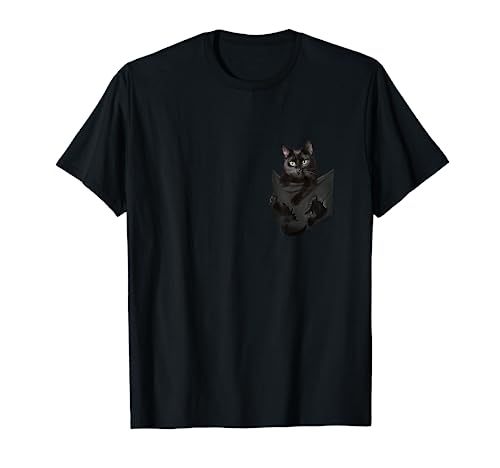 Cat Lovers Gifts Black cat In Pocket Funny Kitten Face T-Shirt