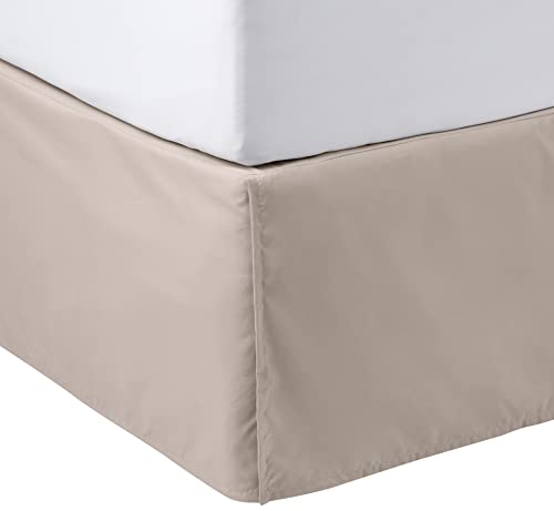 Amazon Basics Lightweight Pleated Bed Skirt, Queen, Taupe