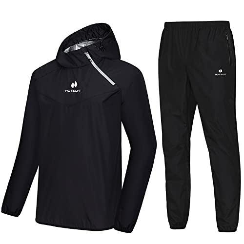 HOTSUIT Sauna Suit for Men Sweat Sauna Jacket Pant Gym Workout Sweat Suits, Black, 5XL