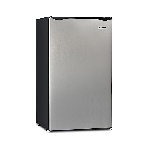 Igloo 3.2 Cu.Ft. Single Door Compact Refrigerator with Freezer - Slide Out Glass Shelf, Perfect for Homes, Offices, Dorms - Platinum