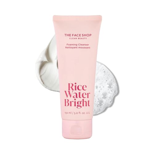 The Face Shop Rice Water Bright Foaming Facial Cleanser - Brightening - Hydrating - Ceramide - Moisturizing - Gentle Vegan Face Cleanser Face Wash - Korean Skin Care - 150ml